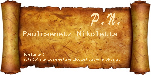 Paulcsenetz Nikoletta névjegykártya